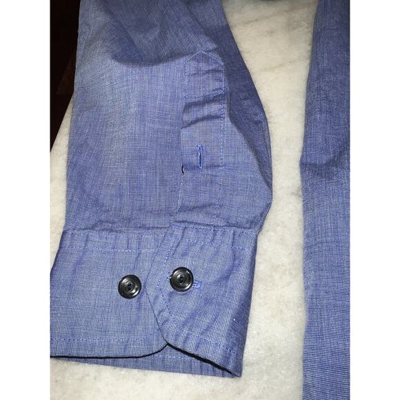 Mosa for Oaktree Mens XL Blue Button Down Low Collar Shirt Cotton - Picture 4 of 14